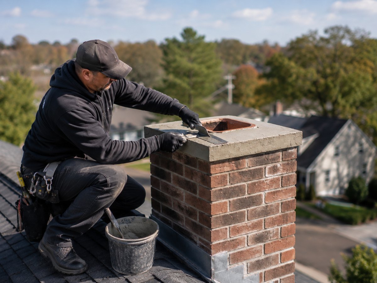 Brick chimney masonry repair on a Los Angeles home