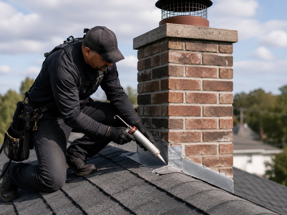 Waterproofing treatment applied to a brick chimney on a Los Angeles home