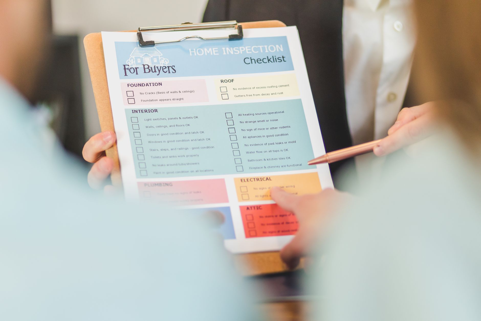 Home inspector reviewing checklist — Level 2 chimney inspection for home purchase